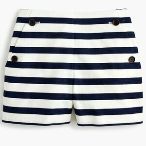 J. Crew Navy and White Striped Sailor Women Shorts with side buttons
